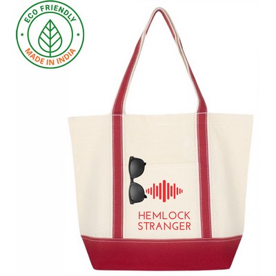 Heavy Duty Poolside 12 oz Canvas Boat Tote Bag | Beach Travel Red (18x15x6)