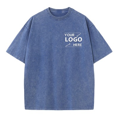 Heavyweight Cotton T Shirt Vintage Washed 230GSM Unisex S To 5XL