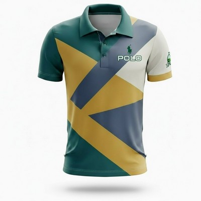 Unisex Short Sleeve Sublimated Polo Shirt Mesh Fabric 180GSM