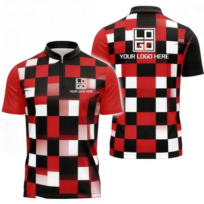 Custom Full Color Quarterzip Style Polo Shirt